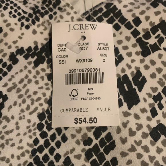 NWT size 0 XS J. Crew Snakeskin print scallop neckline gray and black lined tank - Picture 2 of 6